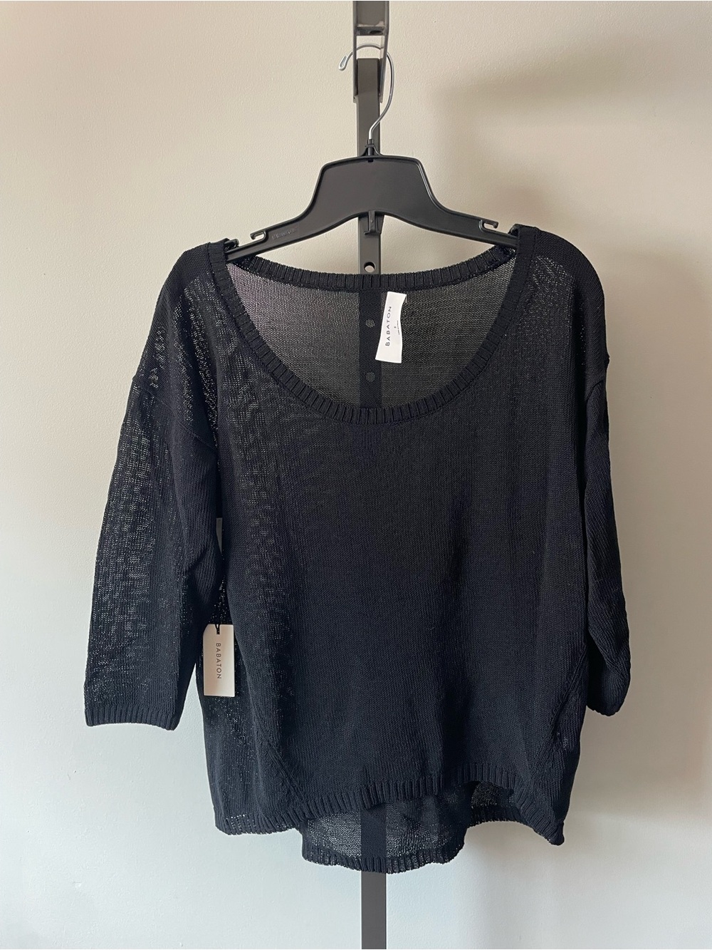 NWT Babaton Kolten Sweater High Low Black Cotton Blend